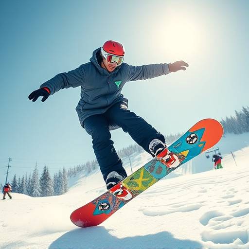 A snowboarder performing a trick at Winter Park Resort, shot for a sports apparel commercial.