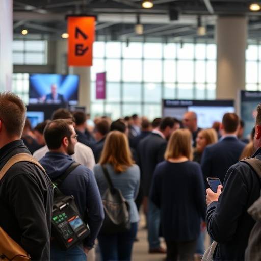 Attendees networking at the Denver Tech Conference 2024, captured on video.