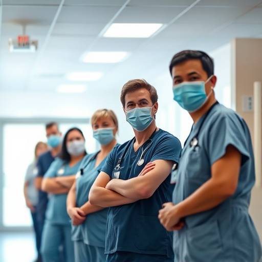 Medical staff in a hospital setting for a promotional video for Denver General Hospital.